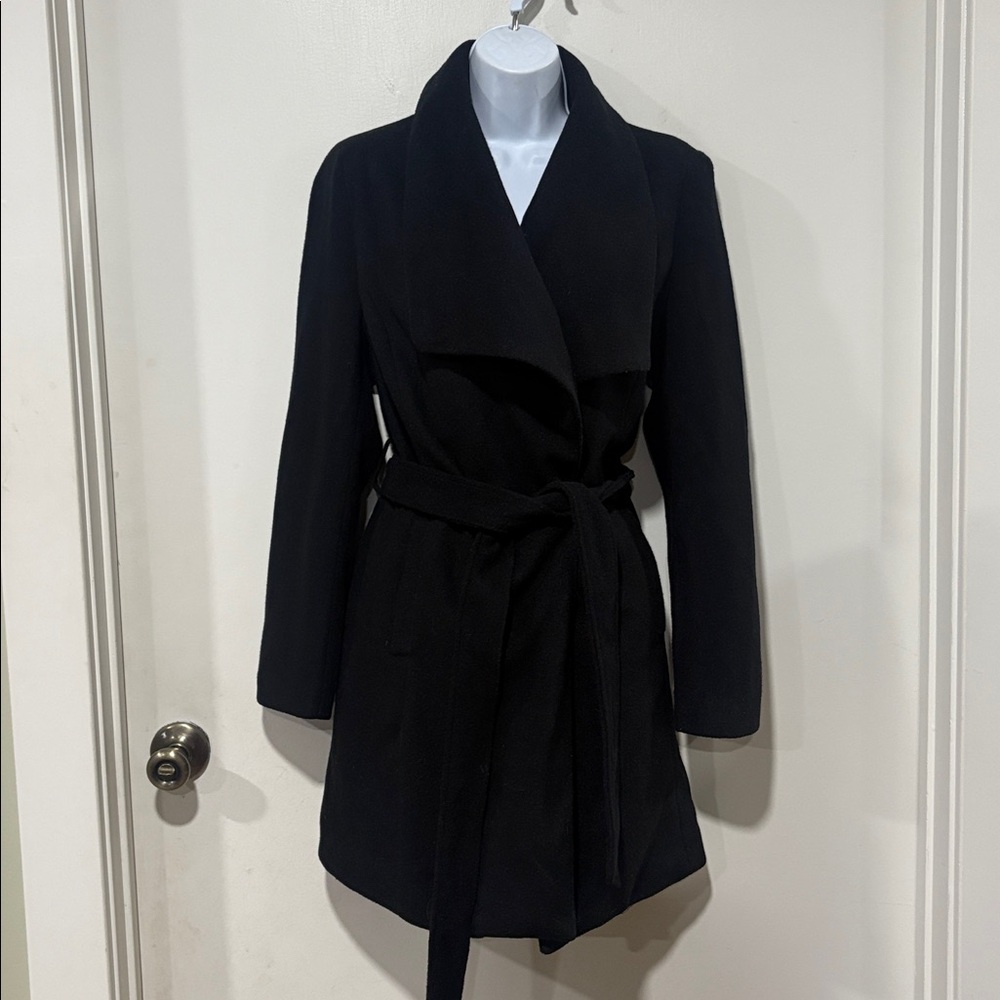 Love Tree Black Soft Knit Trench Cardigan Winter Wrap Coat Size Medium - Picture 2 of 11